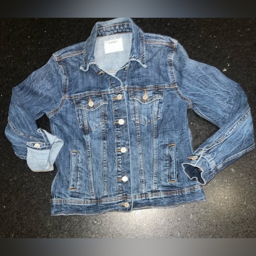 UEC OLD NAVY DENIM BLUE JEAN DARK WASH TRUCKER JACKET SZ S